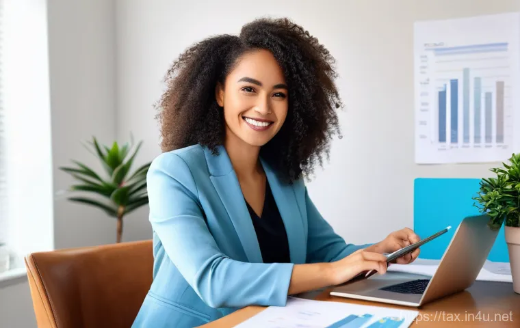 소규모 창업자 세금 혜택 - **Prompt 1: Simplified Tax Relief for a Small Business Owner** A highly detailed, realistic phot...