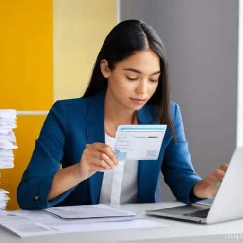 Home 22 프리랜서 경비 처리 방법 - **Image Prompt 1: Organized Freelancer Managing Receipts for Tax Season** A young, focused femal...