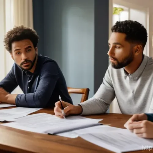 Home 21 부동산 상속 분쟁과 세금 - A diverse group of adult siblings, dressed in modern, smart casual attire, are gathered around a lar...