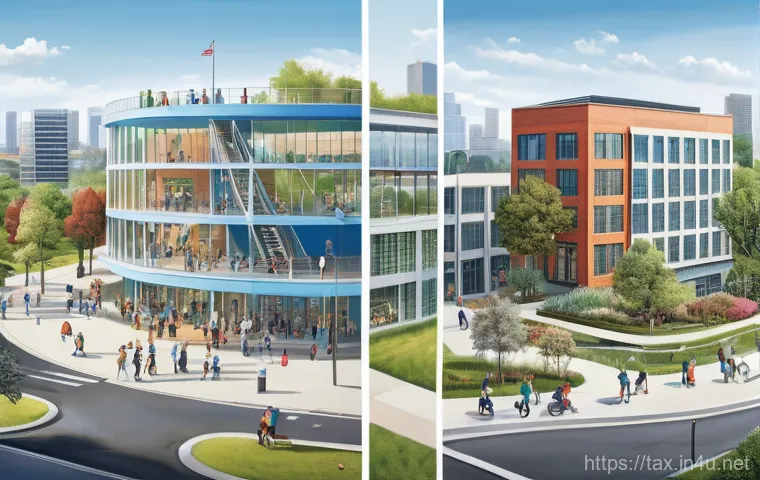 지방세와 국세의 차이 - A vibrant, dual-panel illustration depicting the contrasting impacts of national and local taxes. On...