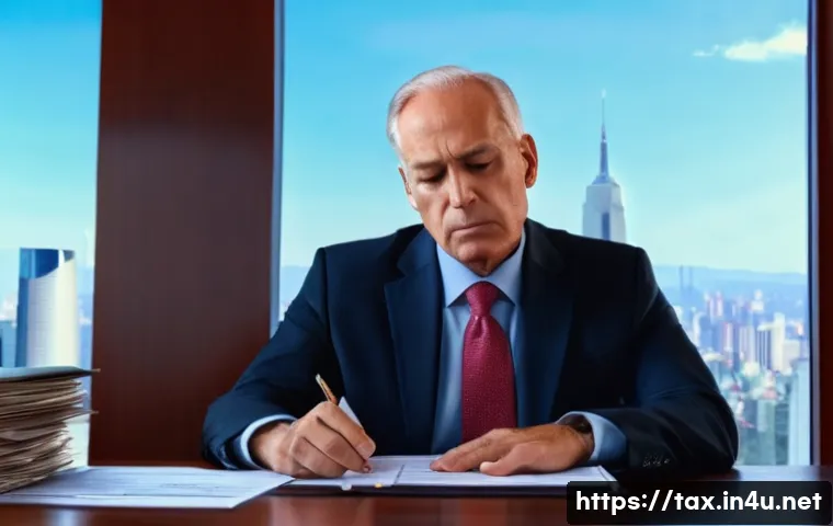 가업승계와 세금 절약 - **Prompt 1: The Burden of Business Succession Taxes** A worried, middle-aged male business owner...